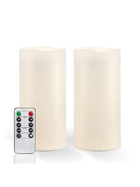 8" x 4" Large Waterproof Outdoor Flameless Candles with Remote Control and Timer